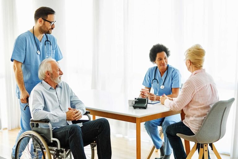 Healthcare worker supporting a patient